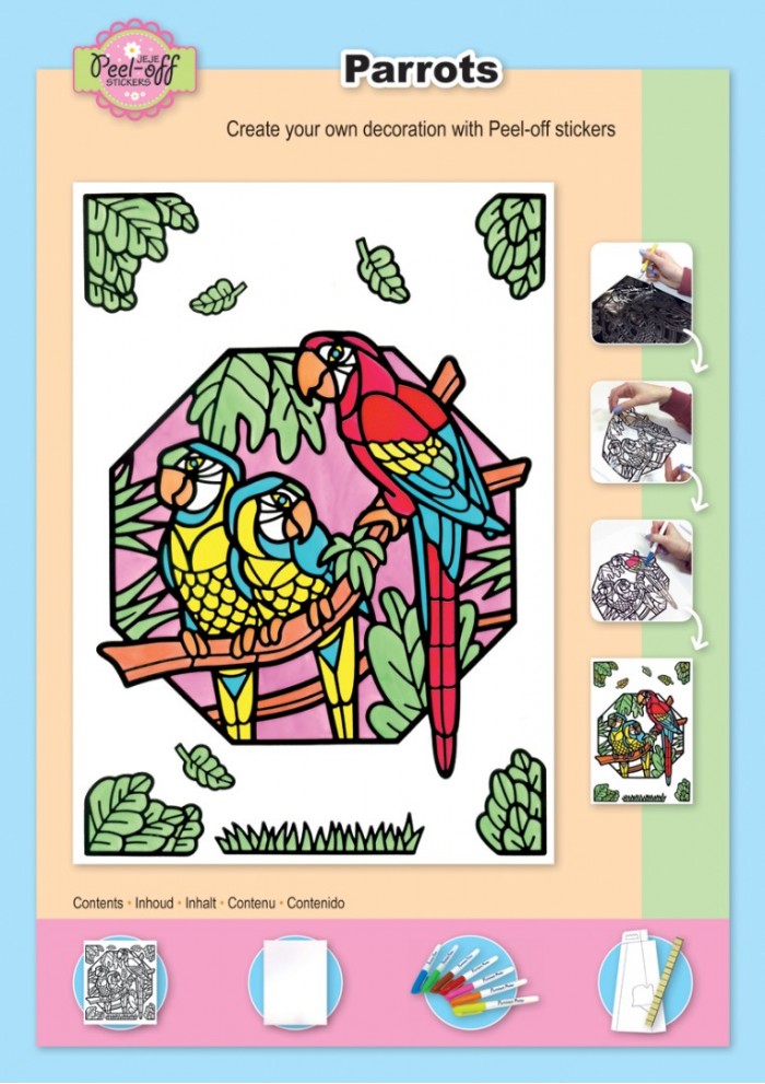 Colouring set Parrots Markers included