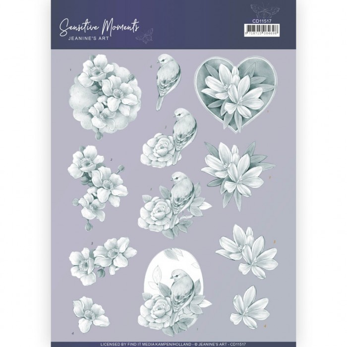 Grey Rose 3D Cutting Sheet Sensitive Moments by Jeanine's Art