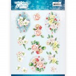 Pink Winter Flowers The Colours of Winter 3D cutting sheet by Jeanine's Art