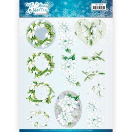White Winter Flowers The Colours of Winter 3D cutting sheet by Jeanine's Art