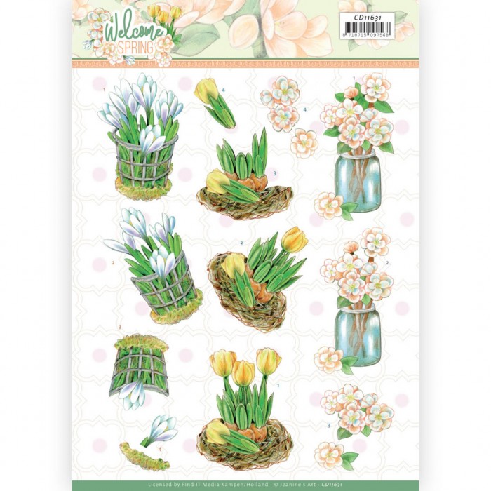 Yellow Tulips - Welcome Spring 3D Cutting Sheet  by Jeanine's Art