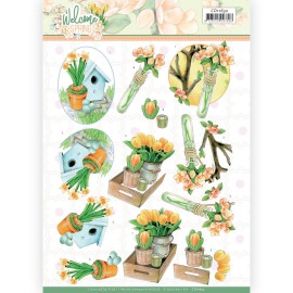 Orange Tulips - Welcome Spring 3D Cutting Sheet  by Jeanine's Art