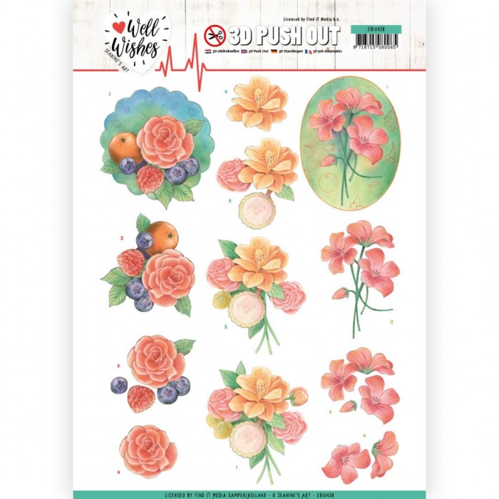 A Bunch of Flowers Well Wishes 3D Push-Out Sheet by Jeanine's Art