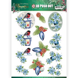 Christmas Lantern - Christmas Flowers 3D-Push-Out Sheet by Jeanine's Art