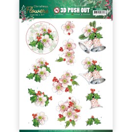 Pink Christmas Flowers - Christmas Flowers 3D-Push-Out Sheet by Jeanine's Art