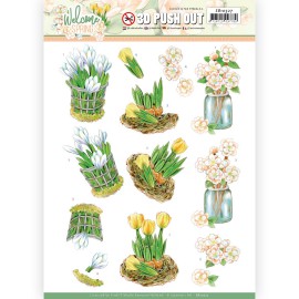 Yellow Tulips - Welcome Spring 3D-Push-Out Sheet