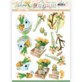 Orange Tulips - Welcome Spring 3D-Push-Out Sheet