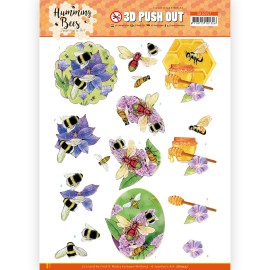 3D Push Out - Jeanine's Art - Humming Bees - Honey
