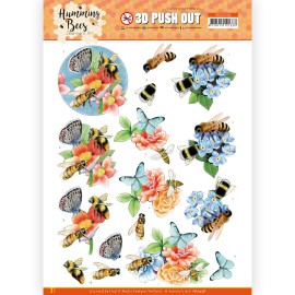 3D Push Out - Jeanine's Art - Humming Bees - Bees and Bumblebee