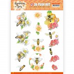 3D Push Out - Jeanine's Art - Humming Bees -Bee Queen