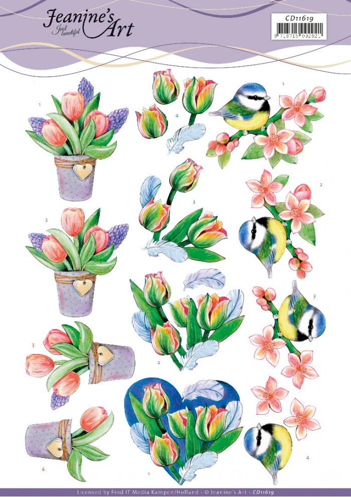 Tulips and Blossom 3D Cutting Sheet Jeanine`s Art