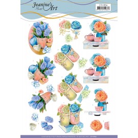 Blue Flowers Cutting Sheet, Jeanines Art