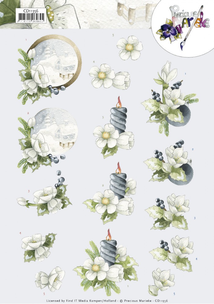 Amaryllis and Blueberries 3D Cutting Sheet by Precious Marieke