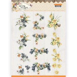  Violets and Daffodils Spring Delight 3D Cutting Sheet by Precious Marieke