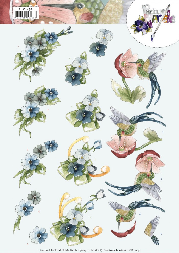 Blue Flowers 3D Cutting Sheet by Precious Marieke 