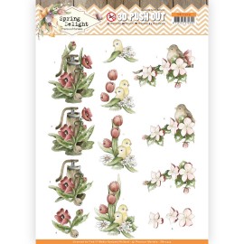 Red Flowers Spring Delight 3D-Push-Out Sheet by Precious Marieke