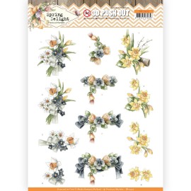 Violets and Daffodils Spring Delight 3D-Push-Out Sheet by Precious Marieke