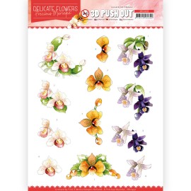 Orchid Delicate Flowers 3D-Push-Out Sheet by Precious Marieke