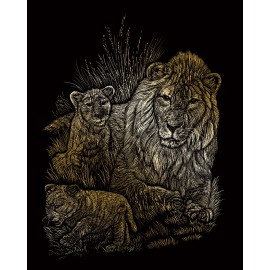 LION & CUBS Gold Engraving