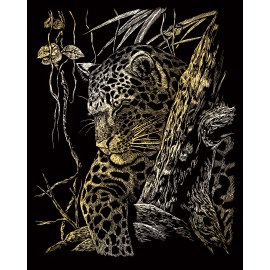 LEOPARD IN TREE Gold Engraving