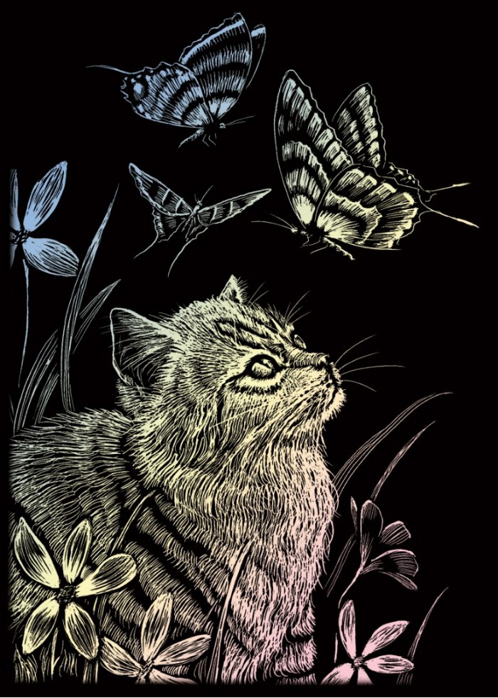 KITTEN AND BUTTERFLY Mini Holographic Engraving