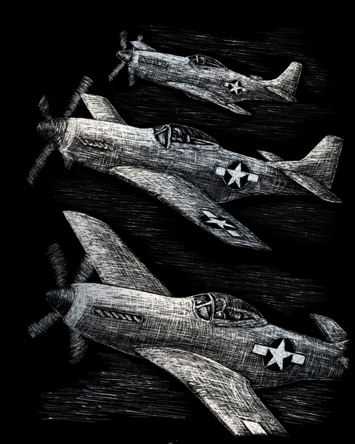 FIGHTER PLANE Silver Engraving
