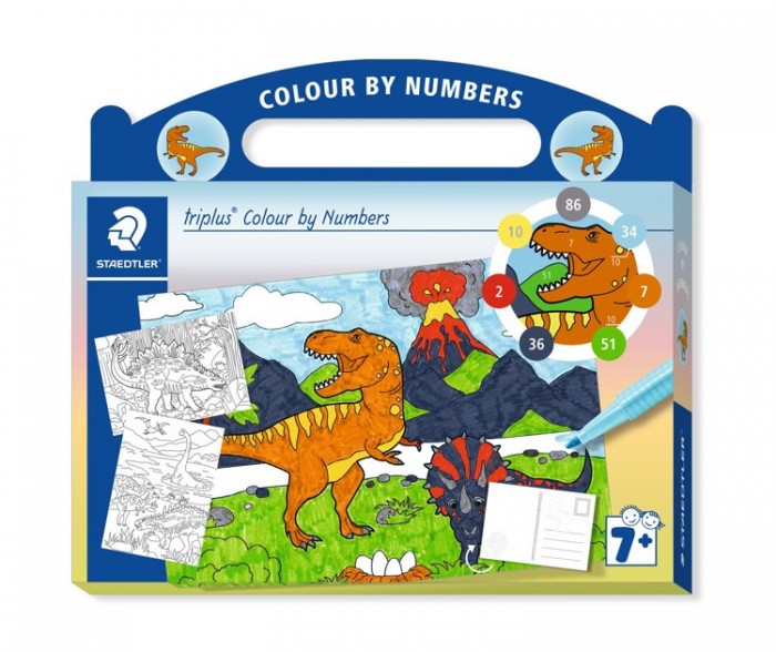 triplus mixed set colour by numbers Dinosaur