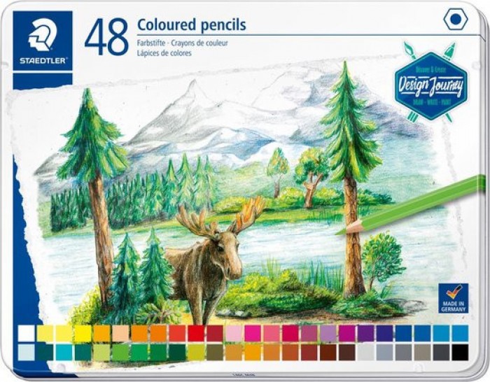 48 Coloured Pencils Set Metal Case