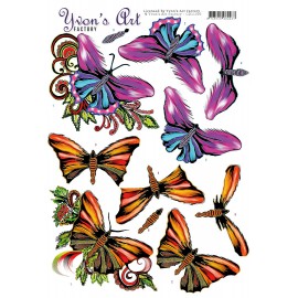 3D Knipvel - Yvon's Art - Butterflies 