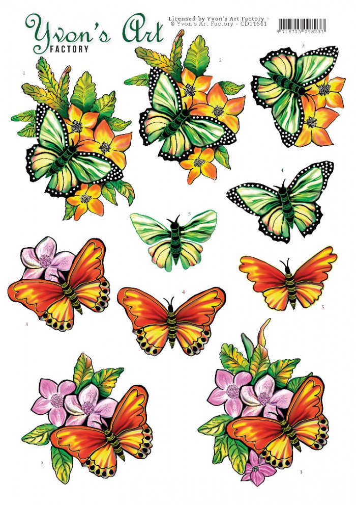Orange Butterflies 3D CS Yvon's Art