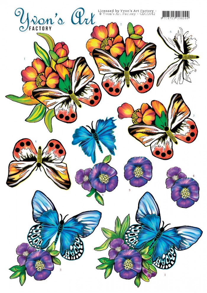 Blue Butterflies 3D CS Yvon's Art