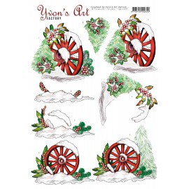 3D Cutting Sheet - Yvon's Art - Christmas Wagonwheel