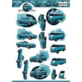 3D Cutting Sheet - Yvonne Creations - Cars in Blue