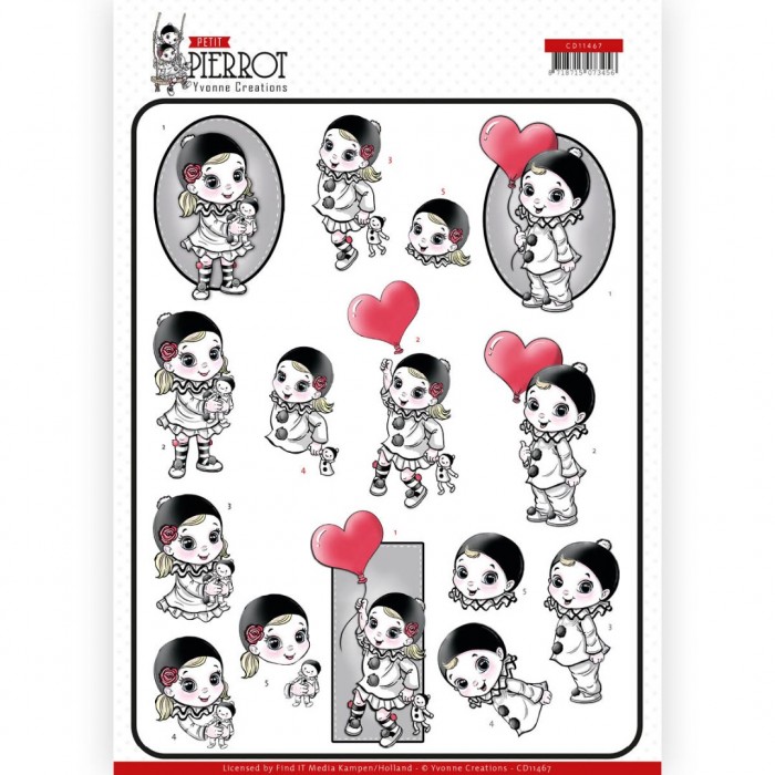 With Love Petit Pierrot 3D Cutting Sheet by Yvonne Creations