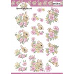 Pink flowers and Animals 3D Cutting Sheet by Yvonne Creations