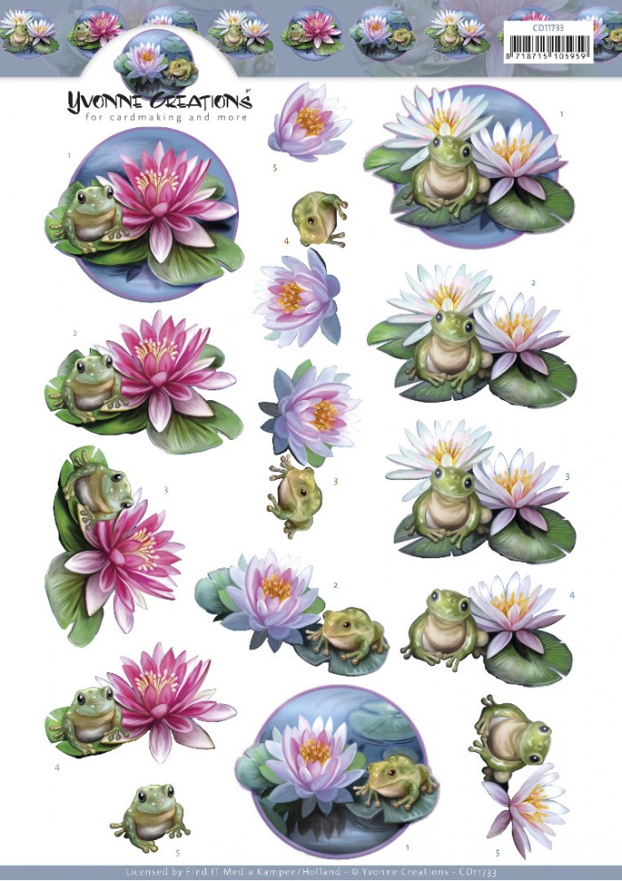 3D Cutting Sheets - Yvonne Creations - Frog and Water Lily