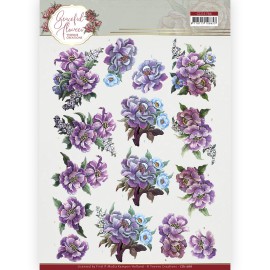 3D Cutting Sheet - Yvonne Creations - Graceful Flowers - Purple Flowers Bouquet