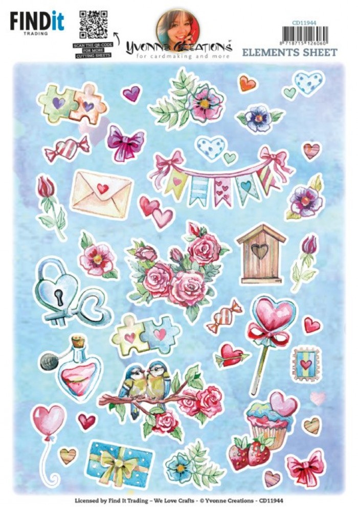 3D Cutting Sheets - Yvonne Creations - Small Elements Valentine