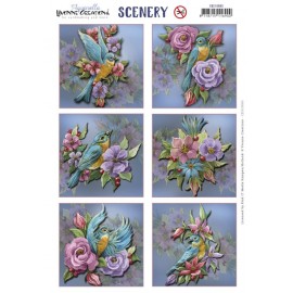 Scenery - Yvonne Creations - Aquarella - Birds and Flowers Round