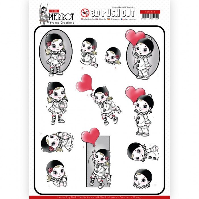 With Love Petit Pierrot 3D Push-Out Sheet by Yvonne Creations
