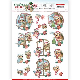 Christmas Owls Christmas Village 3D Push Out Sheet by Yvonne Creations