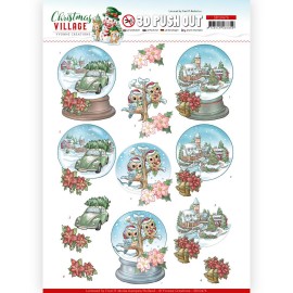 Christmas Globes Christmas Village 3D Push Out Sheet by Yvonne Creations