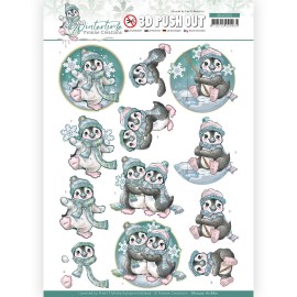 Penguin Wintertime 3D Push Out Sheet by Yvonne Creations
