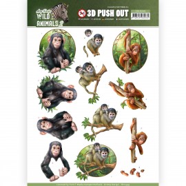 3D Pushout - Amy Design - Wild Animals 2 - Monkeys