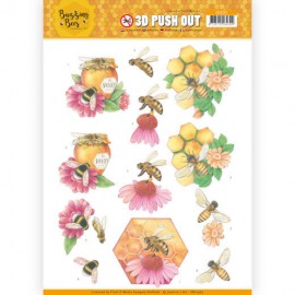 3D Pushout - Jeanines Art - Buzzing Bees - Honey Bees