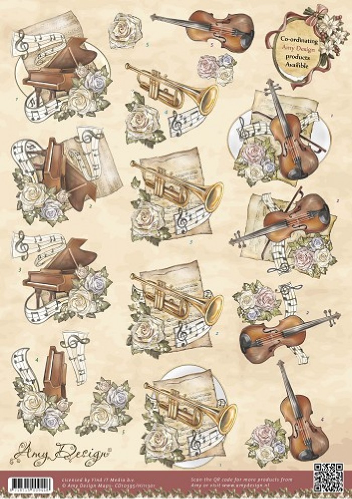 Kerst Instrumenten - Vintage Christmas Collection 3D-Knipvel Amy Design