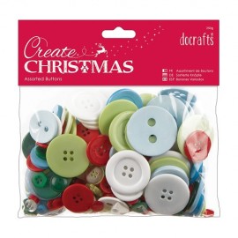 Assorted Buttons (250g) - Traditional Christmas