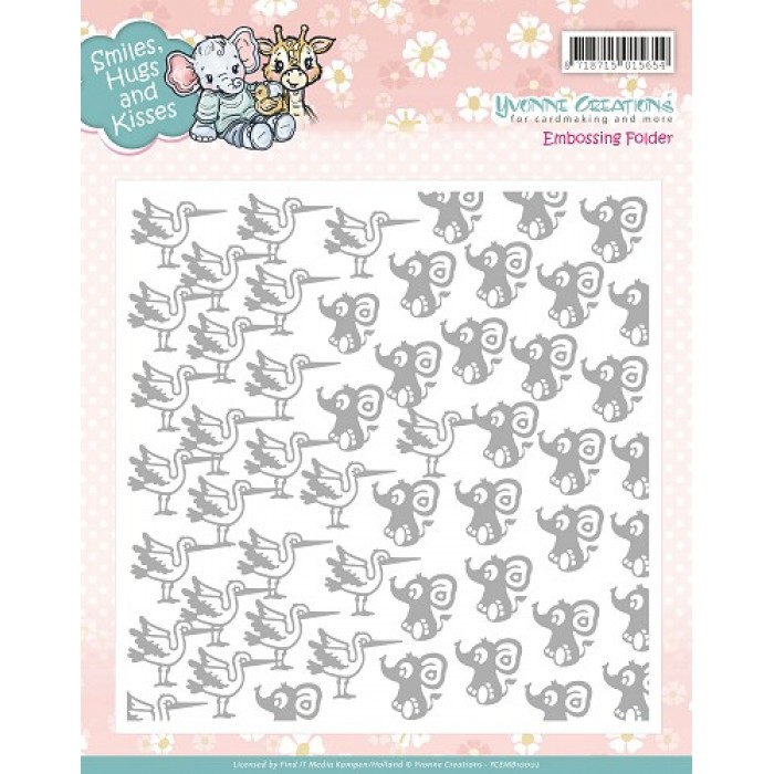 Smiles, Hugs and Kisses - Embossing Folder - Yvonne Creations 