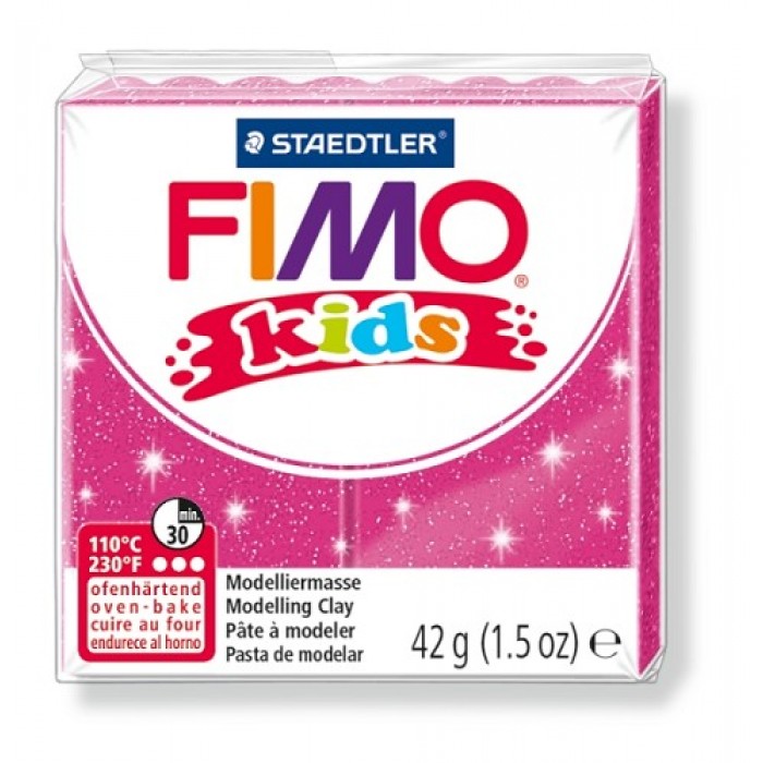Fimo kids boetseerklei 42 g glitter rose 