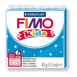 Fimo kids boetseerklei 42 g glitter blauw